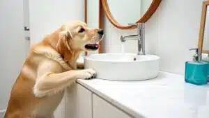 Golden retriever puppy vs mirror yoga
