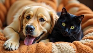 black cat vs golden retriever
