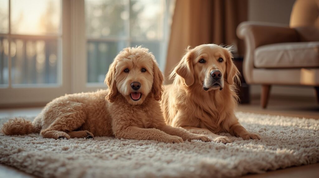 Goldendoodle and Golden Retriever