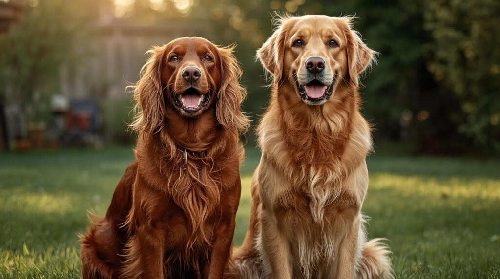 Irish Setter and Golden Retriever
