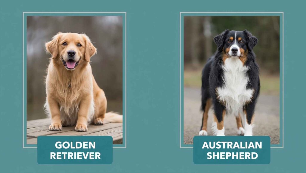 Current image: golden retriever vs australian shepherd