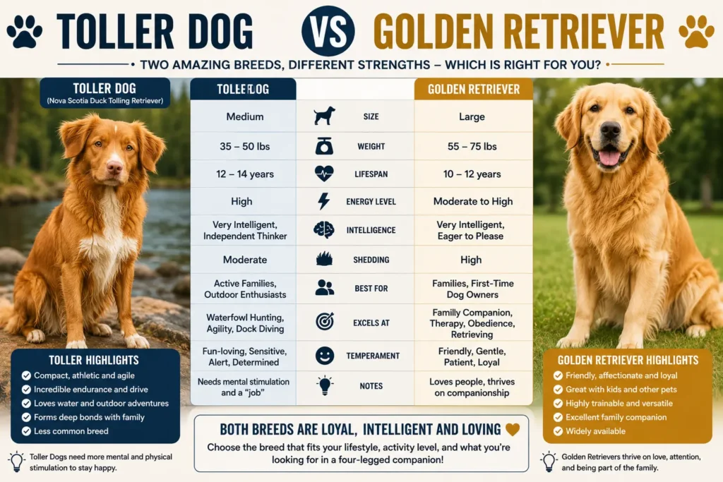Current image: Toller Dog vs Golden Retriever