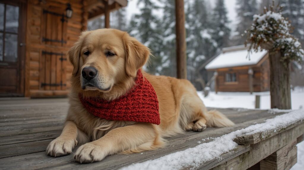 golden retriever snow